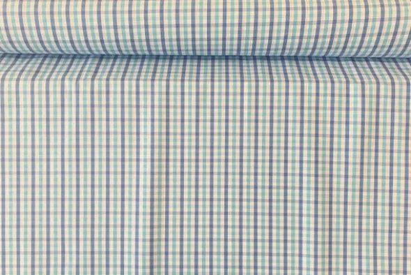 Blousestof - aqua/blue/white