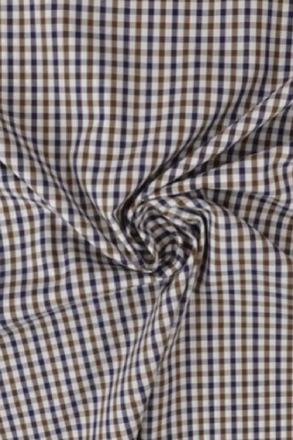 Blousestof - light brown/navy/white