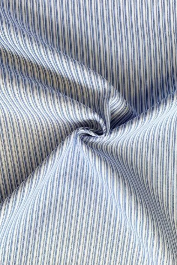 Blousestof - Strepen - Jeans Blauw/Wit