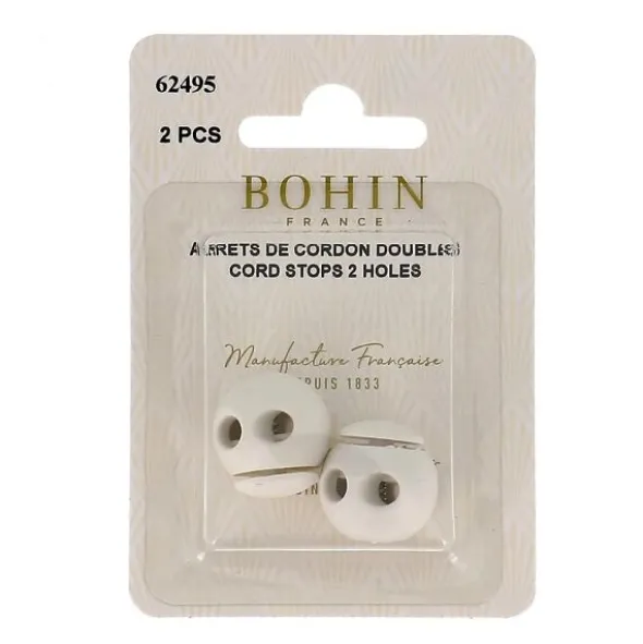 Bohin - Koordstopper 2-gaats Bol - 18x19mm Wit