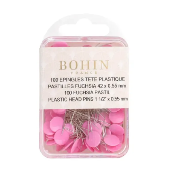 Bohin Kopspelden Rond Fuchsia - 42x0,55mm