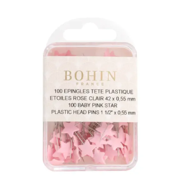 Bohin Kopspelden Ster Light Pink - 42x0,55mm