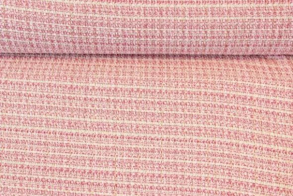 Bouclé - Fijne Ruit Fuchsia/Wit/Goud
