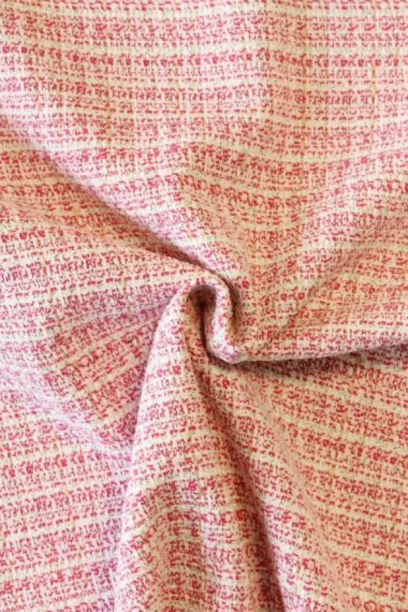 Bouclé - Fijne Ruit Fuchsia/Wit/Goud
