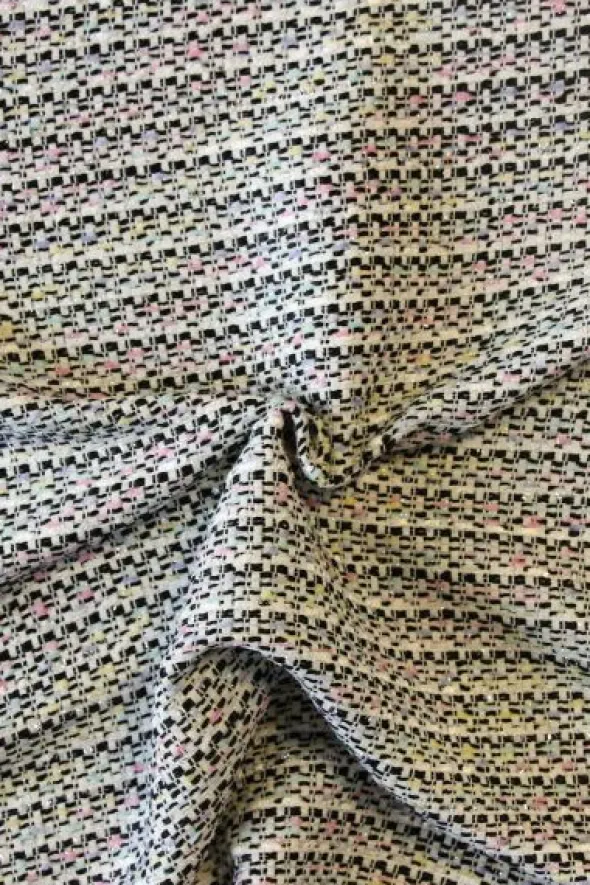 Bouclé - Gemêleerd Zwart/Wit/Pastel/Zilver