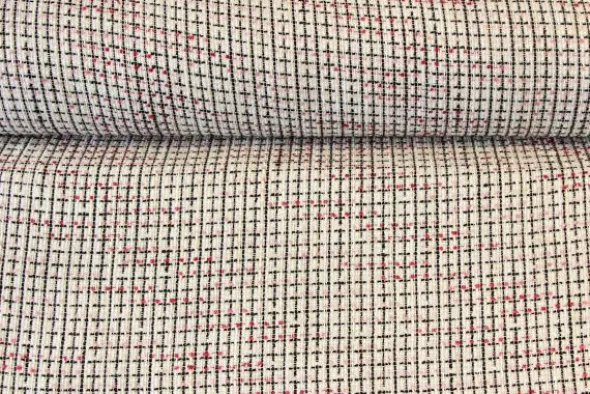 Bouclé - Kleine Ruit Zwart/Creme/Roze