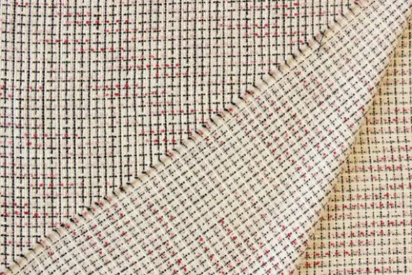 Bouclé - Kleine Ruit Zwart/Creme/Roze