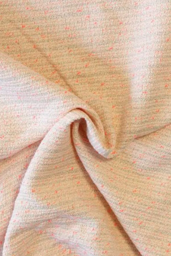 Bouclé - Lijnen Neon Oranje/Champagne/Goud