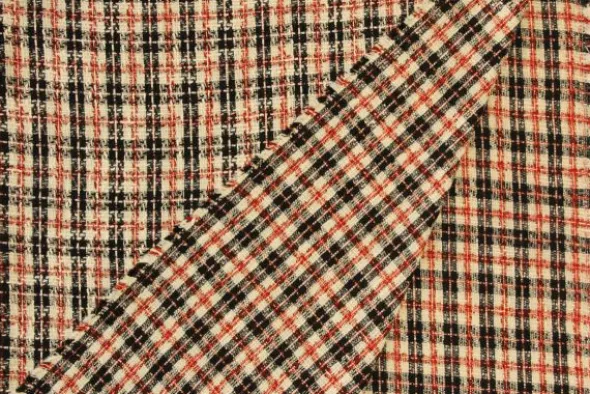 bouclé - Ruiten Zwart/Wit/Rood/Zilver