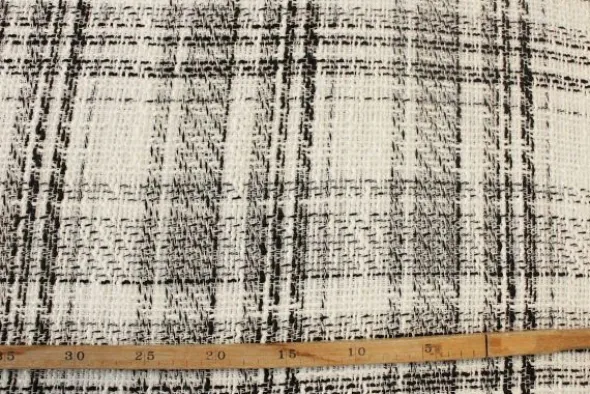 Bouclé - Ruiten Zwart/Wit/ Sparkle Transparant