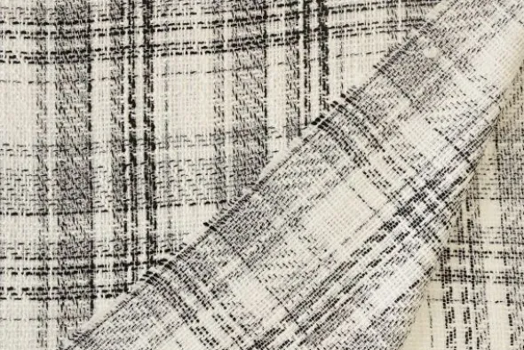 Bouclé - Ruiten Zwart/Wit/ Sparkle Transparant