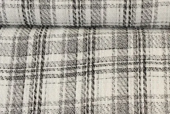 Bouclé - Ruiten Zwart/Wit/ Sparkle Transparant