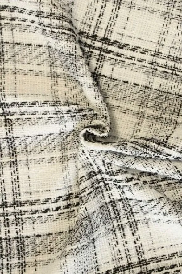 Bouclé - Ruiten Zwart/Wit/ Sparkle Transparant