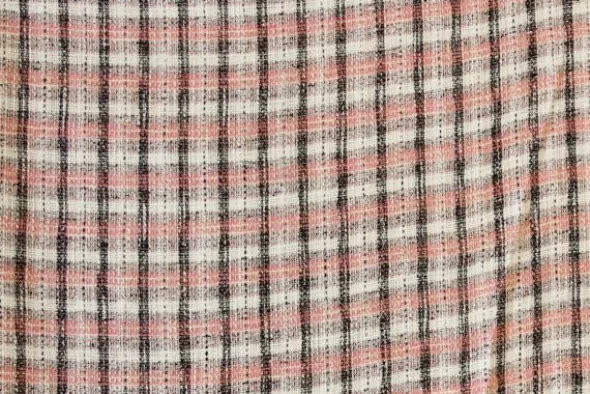 Bouclé - Ruit Zwart/Donker roze/Creme