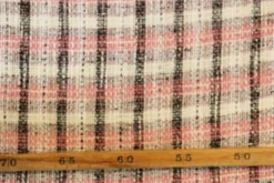 Bouclé - Ruit Zwart/Donker roze/Creme