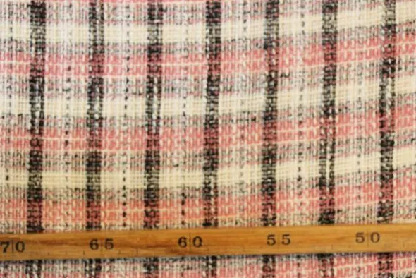 Bouclé - Ruit Zwart/Donker roze/Creme