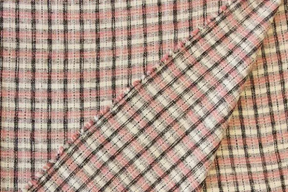 Bouclé - Ruit Zwart/Donker roze/Creme
