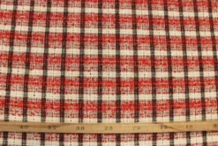 bouclé - Ruit Zwart/Rood/Vanille
