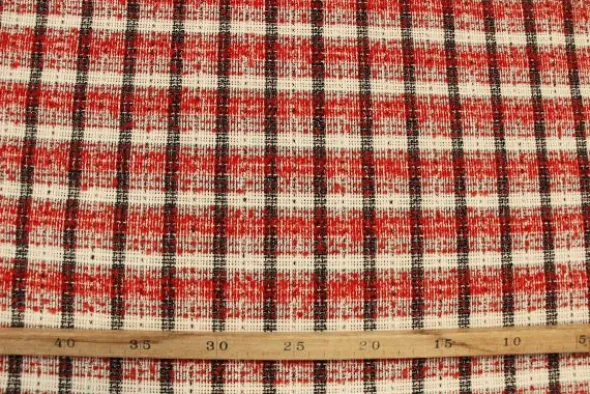 bouclé - Ruit Zwart/Rood/Vanille