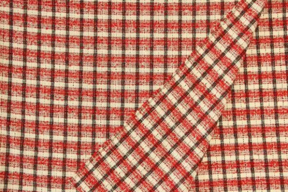 bouclé - Ruit Zwart/Rood/Vanille