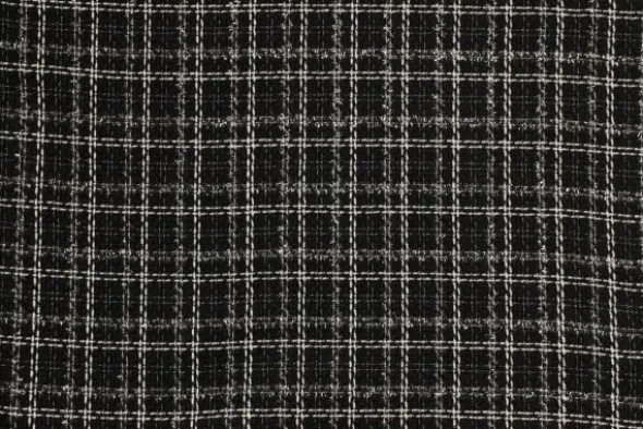 bouclé - Ruit Zwart/Wit/Transparant sparkle