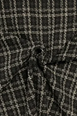 bouclé - Ruit Zwart/Wit/Transparant sparkle