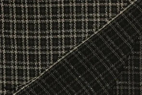 bouclé - Ruit Zwart/Wit/Transparant sparkle