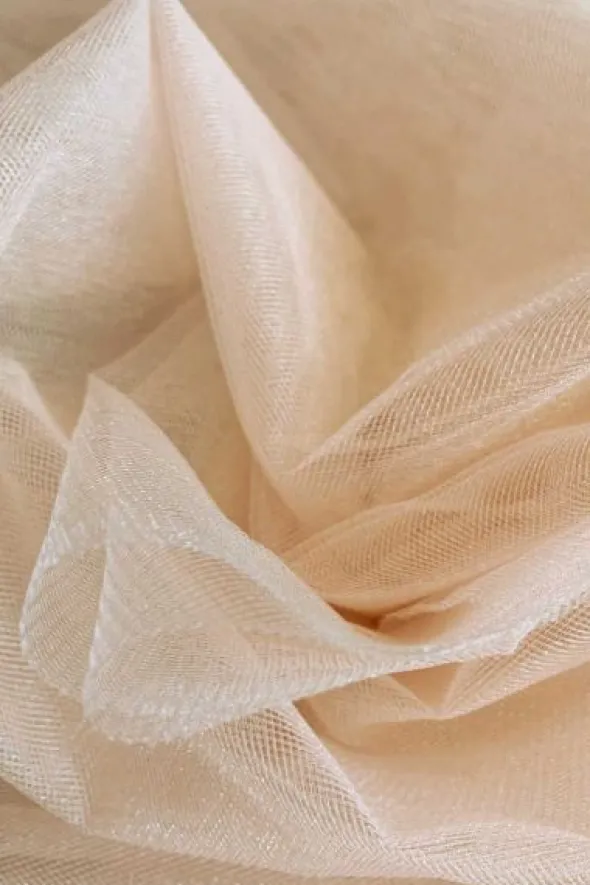 Brandvertragende Tule - 300cm - Soft Peach Shimmer