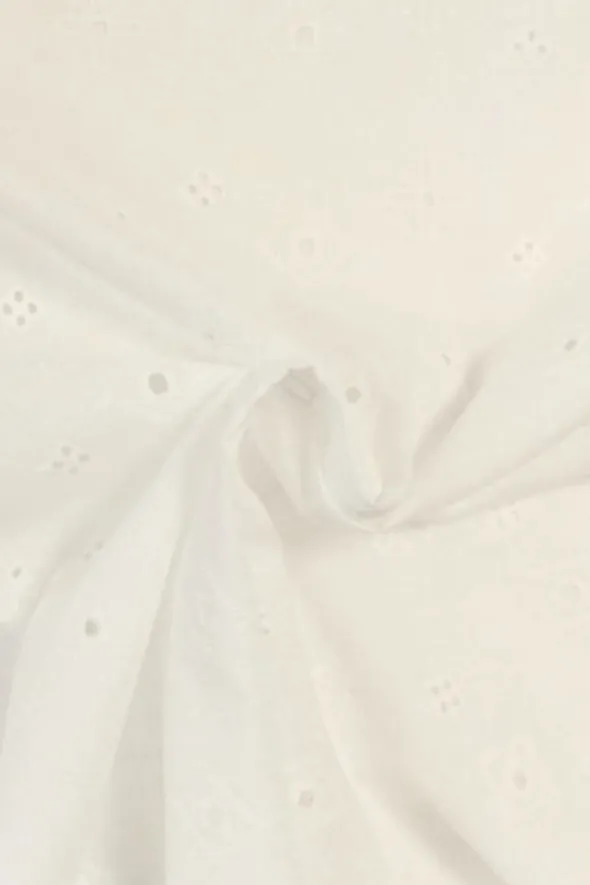 Broderie Katoen - Crosses and Squares White