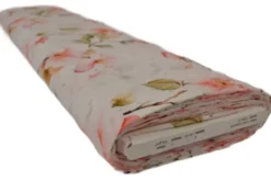 Broderie Katoen Print - Soft Coral Blossom on White