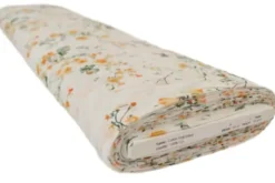 Broderie Katoen Print - Sunny Yellow/Orange Flowers on White