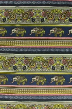 Canvas - Indian Elephant and Paisley on Navy