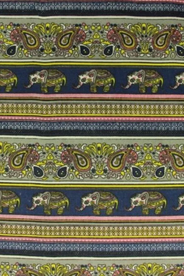 Canvas - Indian Elephant and Paisley on Navy