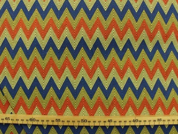 Canvas - Zigzag Coral/Blue/Beige