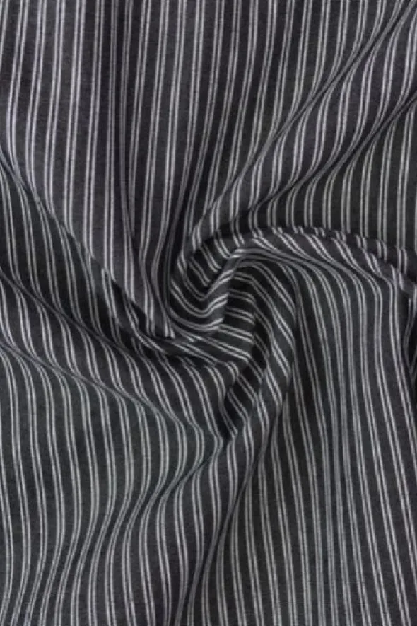 Chambray - Fine White Lines on Black