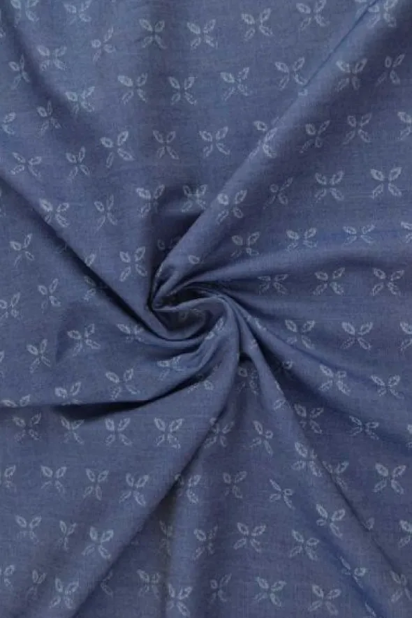 Chambray - graphic flower on Blue