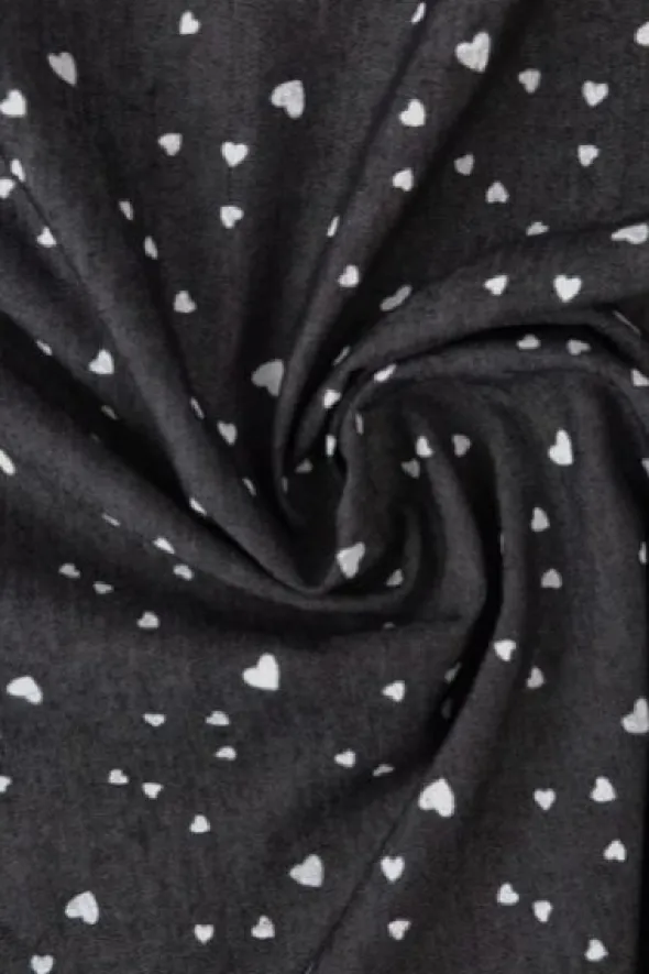 Chambray - Tiny White Hearts on Black