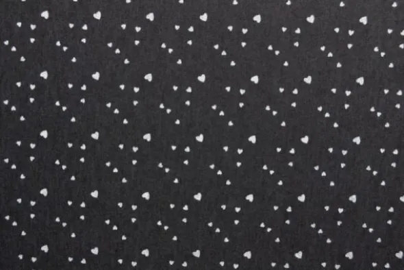 Chambray - Tiny White Hearts on Black