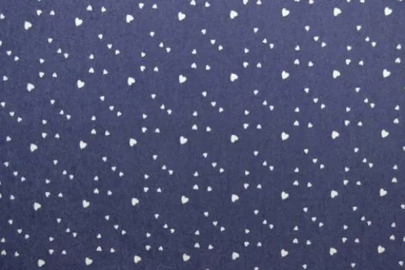 Chambray - Tiny White Hearts on Dark Blue