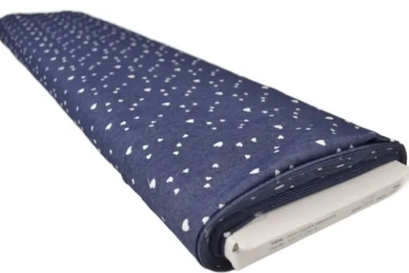 Chambray - Tiny White Hearts on Dark Blue