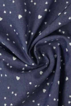 Chambray - Tiny White Hearts on Dark Blue