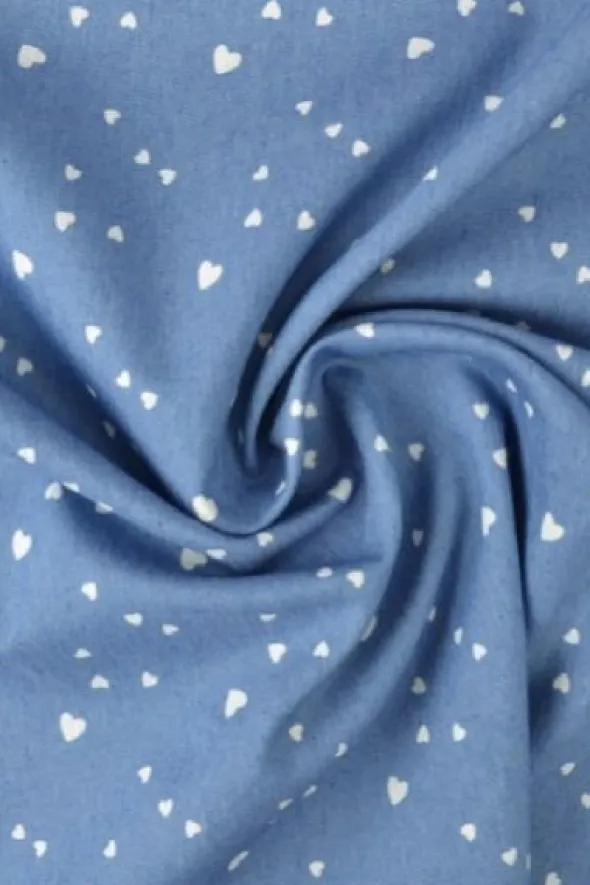 Chambray - Tiny White Hearts on Classy Blue