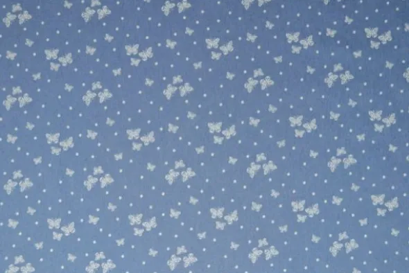 Chambray - White Butterflies and Dots on Classy Blue