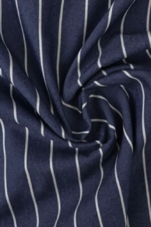 Chambray - White Stripes on Dark Blue