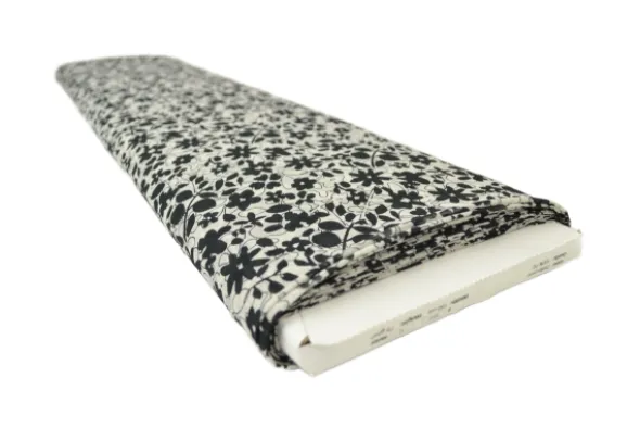 Chiffon - Black Flowers on Off White