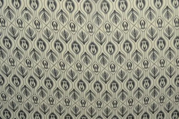 Chiffon - Black Graphic Flowers on Off White