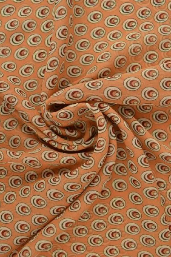 Chiffon - Circles on Salmon