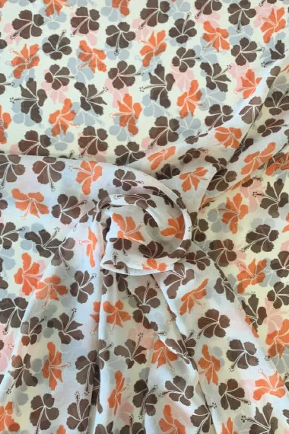 Chiffon - Hawai Flowers Orange