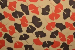 Chiffon - Orange/Brown Leaves on Beige
