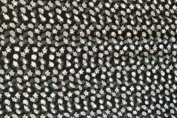 Chiffon - White Flowers on Black